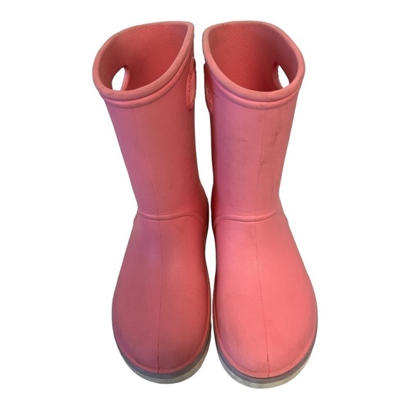 Kids Pink Crocs Rain Boots Size 3 - Picture 7 of 10